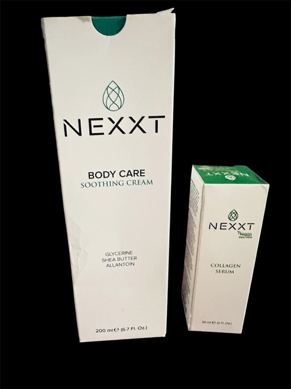 NEXXT Body Care Soothing Cream & Collagen Serum - White with Green Accents